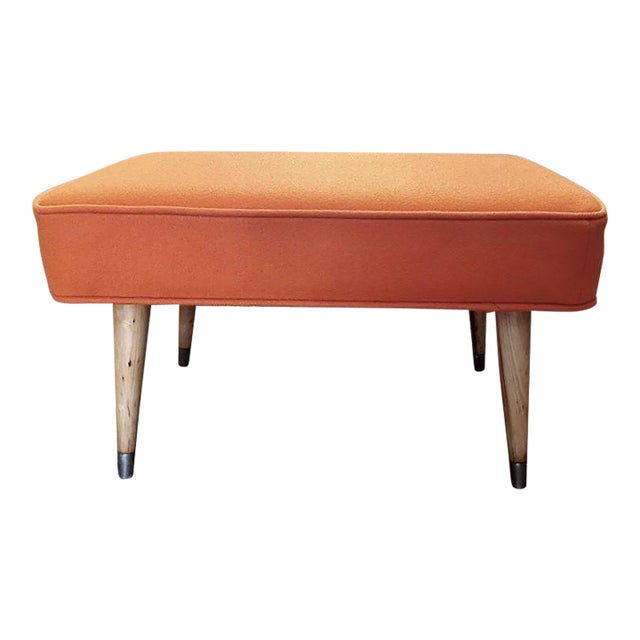 1950s Mid Century Ottoman With Wool Maharam Upholstery For Sale