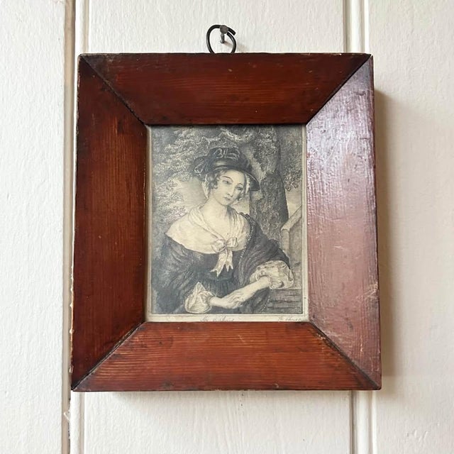 M. Christian, Georgian Lady in Dress, Pencil Drawing, Framed For Sale - Image 5 of 5