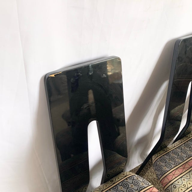 Postmodern Black Lacquered Sculpted Dining Chairs - Set of 6 For Sale In Miami - Image 6 of 12