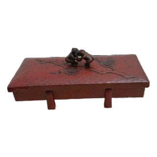 1930s Ooak Japanese Kissing Monkeys/Lacquer Box/Gems For Sale