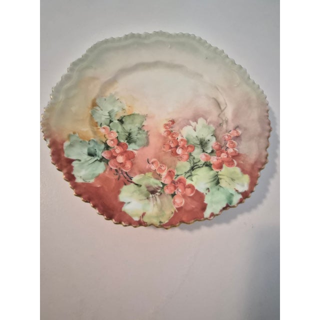 Art Nouveau Antique German Bauer & Pfeiffer Hand-Painted Porcelain Collector Plate For Sale - Image 3 of 4