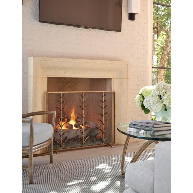 Silver Aged Silver Lily Stems Fireplace Screen Iron For Sale - Image 8 of 9