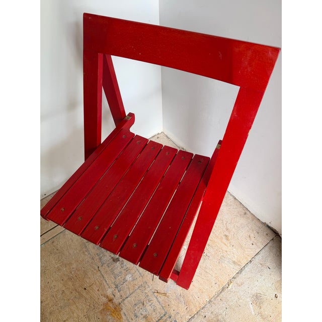 Mid-Century Modern Mid-Century Modern Red Folding Chair For Sale - Image 3 of 9