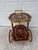 Mid-Century Traditional Wood and Brass Tea Cart With Floral Detail For Sale - Image 4 of 14