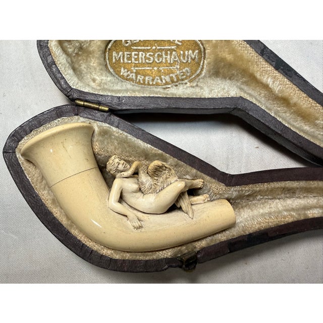 Ceramic Antique 1800's Goddess Nemesis Zeus Goose Hand Carved Meerschaum Smoking Pipe For Sale - Image 7 of 17