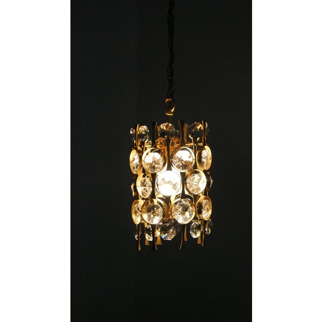 Hollywood Regency Brass & Crystal Glass Ceiling Lamp by Christoph Palme for Palwa For Sale - Image 6 of 10