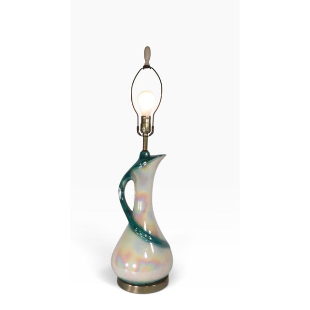 Mid 20th Century Mid 20th Century Hollywood Regency Ewer Form Ceramic Table Lamp For Sale - Image 5 of 6