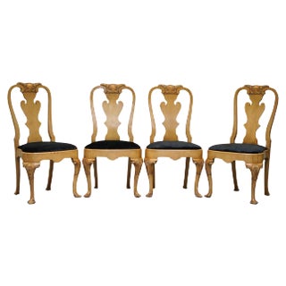 Walnut Queen Anne Dining Chairs, Set of 4 For Sale