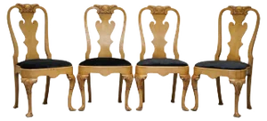 Walnut Queen Anne Dining Chairs, Set of 4