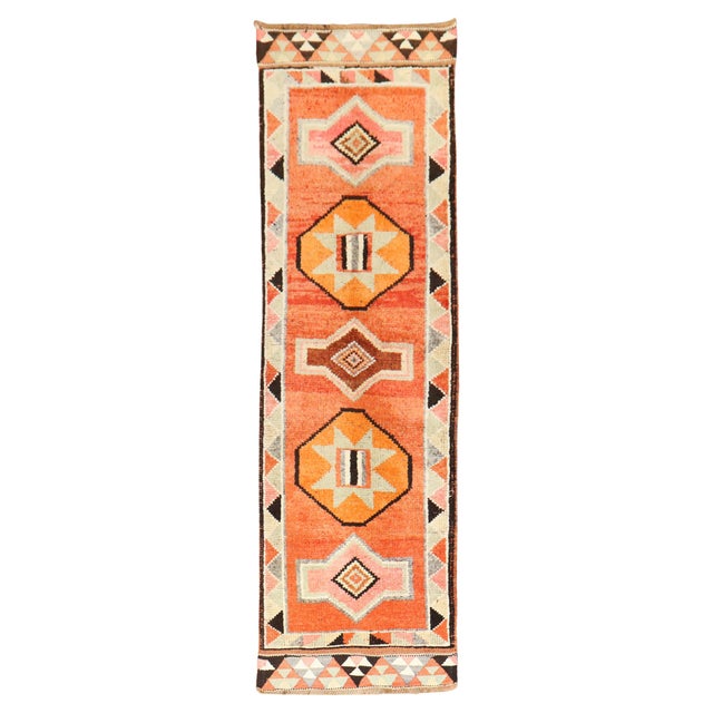 1940s Orange Tribal Turkish Anatolian Runner For Sale - Image 15 of 18
