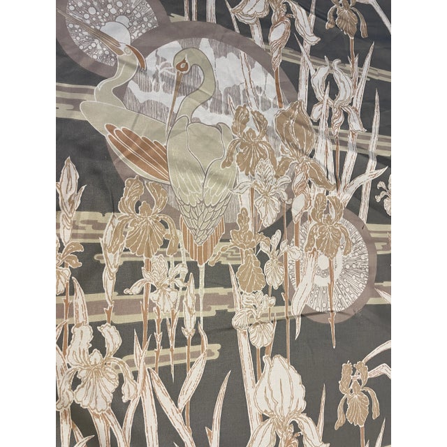 Gorgeous and extremely rare vintage Cohama Flamingo Fabric in shades of grey, tan and white. 18 yards on bolt. Printed in...