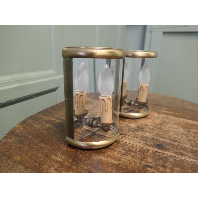 1980s Small French Brass Convex Wall Lanterns, 1980, Set of 2 For Sale - Image 5 of 8