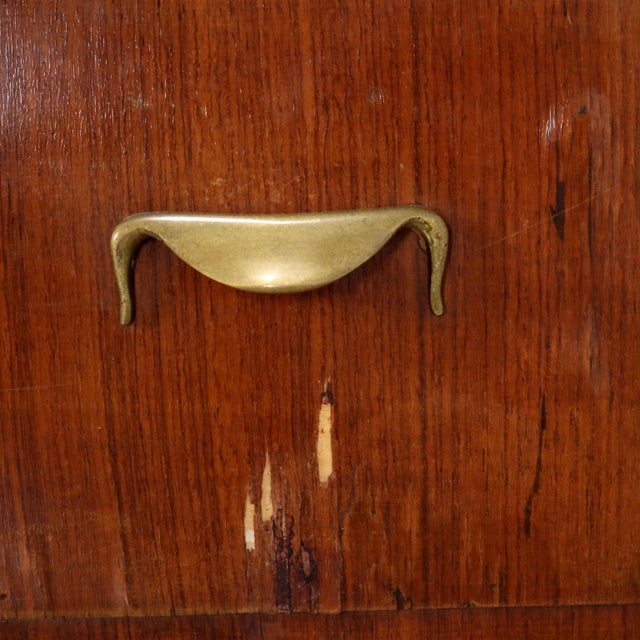 Brown Vintage Dressing Table in Wood & Glass Top with Mirror, Italy, 1960s For Sale - Image 8 of 11
