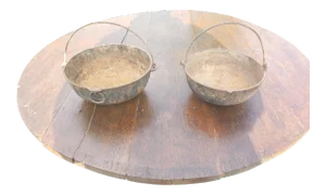 Antique Hanging Kettles With Rustic Patina Circa 1900s - a Pair