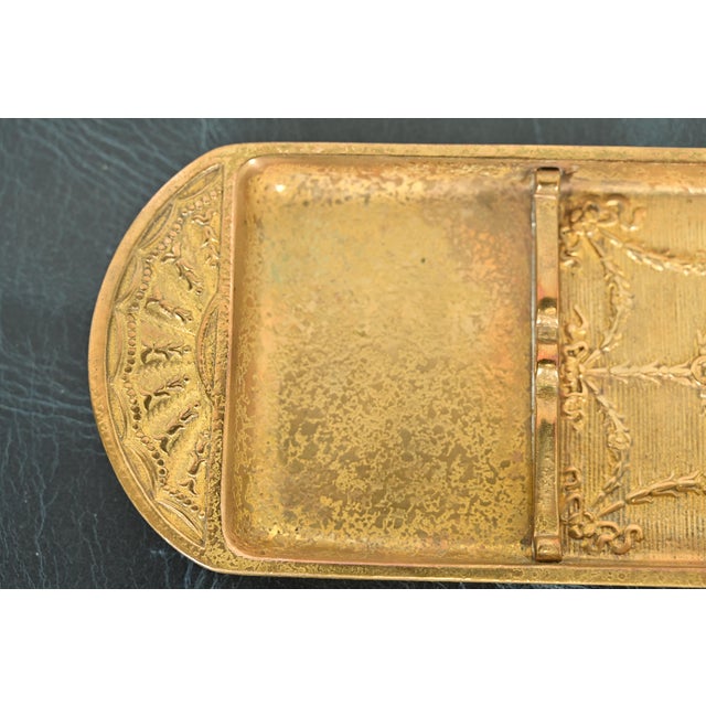 Metal Tiffany Studios New York Adam Pattern Bronze Doré Pen Tray For Sale - Image 7 of 12