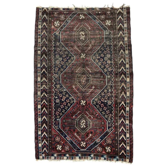 Vintage Wool Ghashghaei Rug For Sale - Image 12 of 12