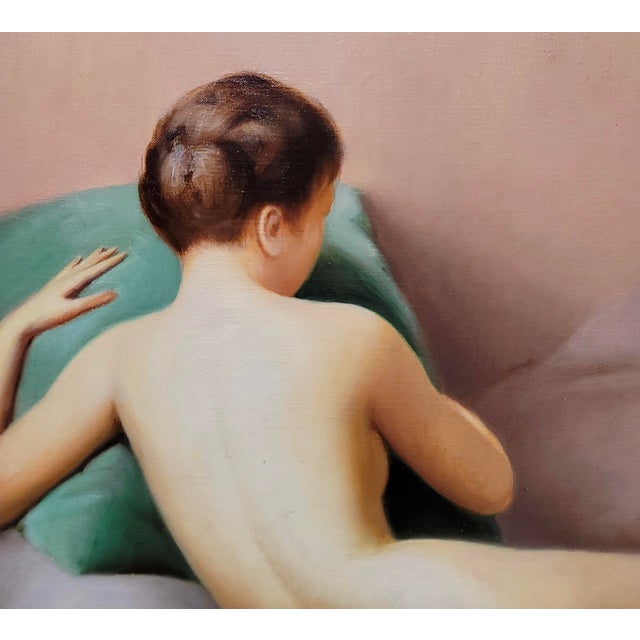 1930s Robert Duflos -Reclined Nude Female -1930s French Oil Painting For Sale - Image 5 of 11