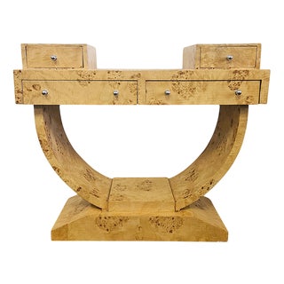 Console Table in Birch Burl, 1980s For Sale