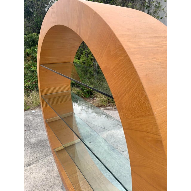 Mid Century Modern Oversized Circular Wooden Etagere Bookcase For Sale In Miami - Image 6 of 7