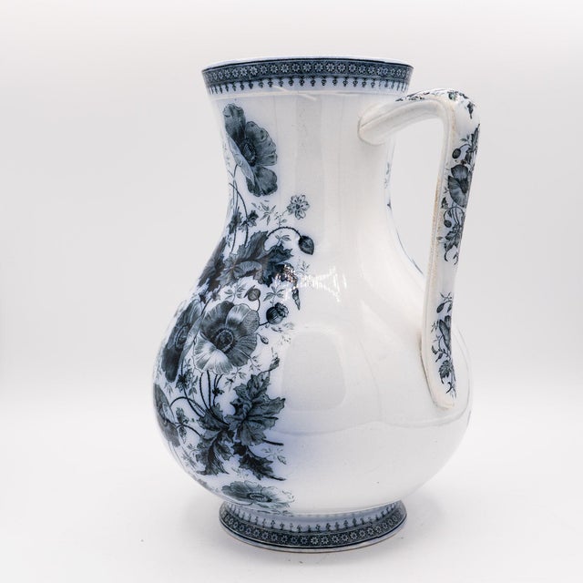 Large Transferware Pitcher from Villeroy & Boch, 1890s For Sale - Image 5 of 13