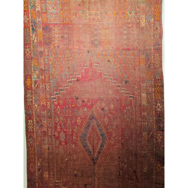 Vintage Moroccan Rug, Hand-Knotted Wool, Geometric Pattern, Soft Red & Yellow, 6’ X 14’ For Sale - Image 14 of 18