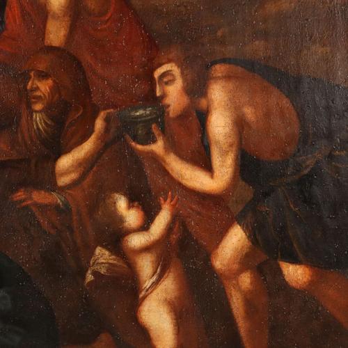 Textile French School, Moses Brings Water from the Rock, Late 17th Century, Oil on Canvas For Sale - Image 7 of 11