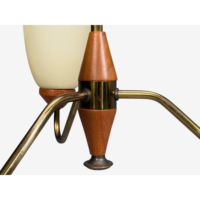 Brown 1950s Swedish Modern, Pendant Light, Teak, Brass, Glass For Sale - Image 8 of 10