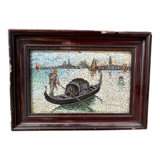 Antique Italian Micro Mosaic Framed Venice Scene For Sale
