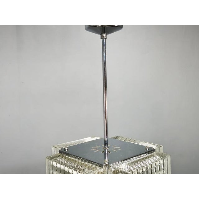 Vintage Pendant Lights in Chrome and Textured Glass from Napako, 1970s, Set of 2 For Sale - Image 6 of 15