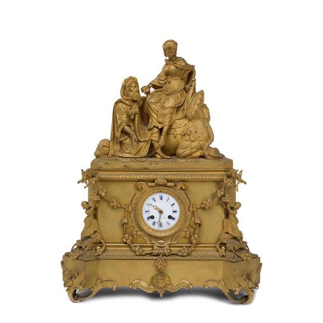 Beautiful table clock with gilt bronze mounts and the dial hand-painted and signed Leroy & Fils. This object is shipped...