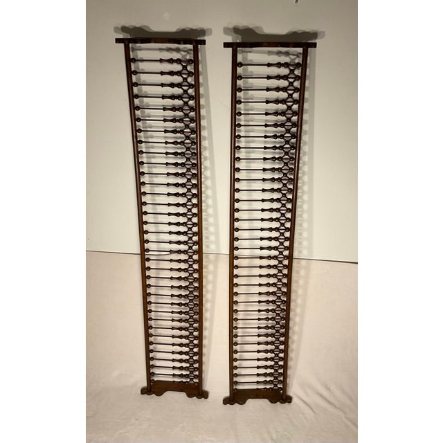 American Antique 1920s Stick and Ball Form Wood Window Valences for Curtains - a Pair For Sale - Image 3 of 8