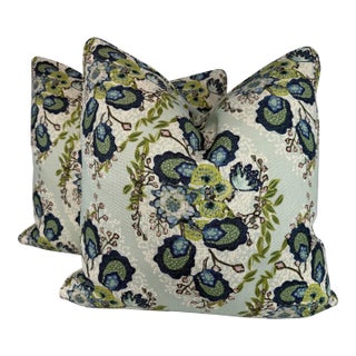 Ferrick Mason "Heather" in Soft Jade 22" Pillows-A Pair For Sale