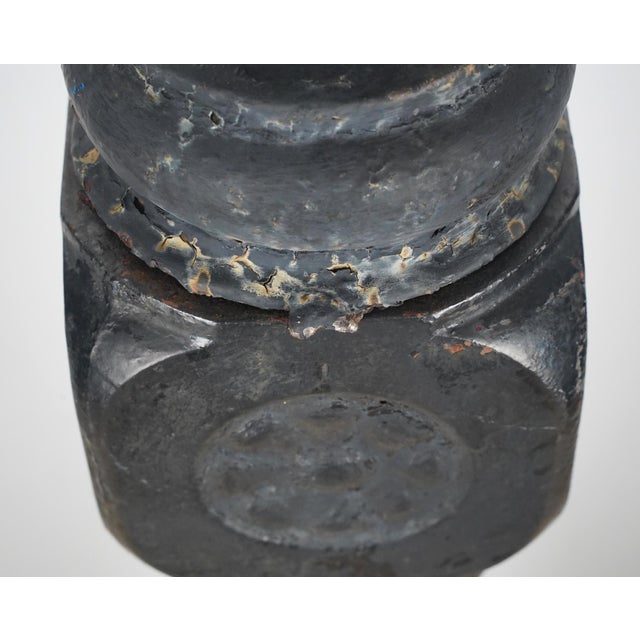 Metal Pair of Antique Victorian 48.5 In. Black Cast Iron Newel Posts For Sale - Image 7 of 16