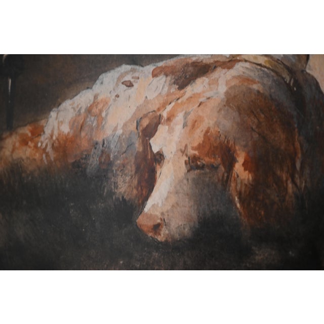 English Antique Watercolor Painting of Two Setters by British Artist Alfred Hugh Fisher For Sale - Image 3 of 10