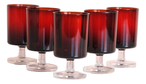 Ruby ​​Red Arcoroc Wine Glasses from Luminarc, 1950s, Set of 5