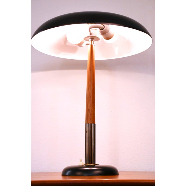 Swedish modern teak and brass table lamp by boréns, 1940s. rare art deco style table lamp made by boréns in the late...