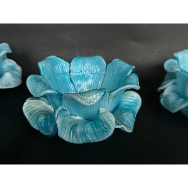 Mid-Century Modern Fratelli Toso Italian Murano Glass Flower Petal Bowl Candle Votive Holders For Sale - Image 3 of 18