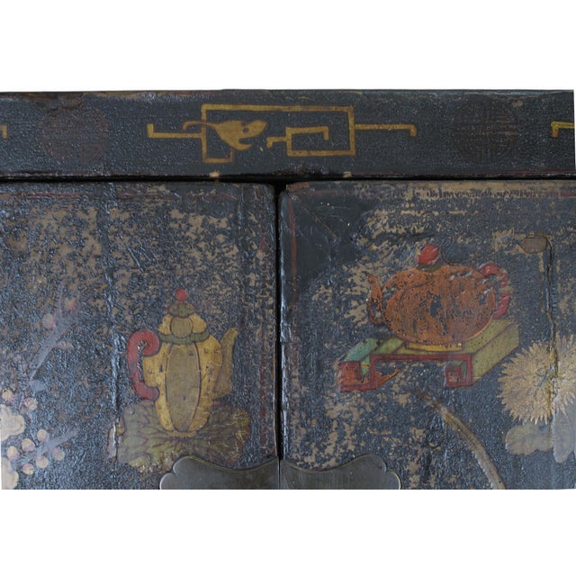 Black Hand Painted Antique Chinese Cabinet 2 For Sale - Image 8 of 12