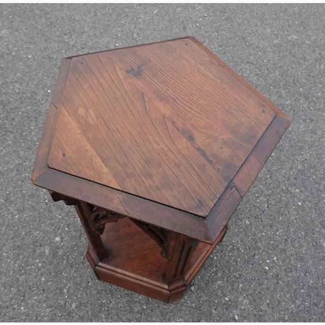 Antique Oak Gothic Pedestal, 1890s For Sale - Image 9 of 18