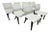 X-Back White Leather and Dark Walnut Wood Dining Side Chairs, Set of Ten For Sale