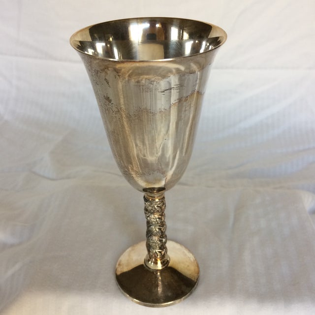 Silver Plated Wine Goblets With Floral Twist Stem Set of 2 Chairish