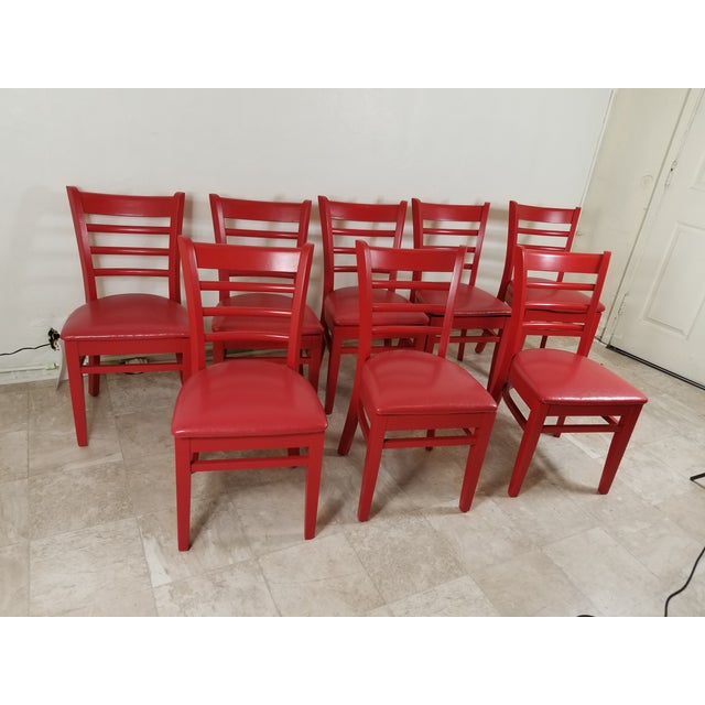 Red Dining Chairs - set of 8 For Sale - Image 11 of 13