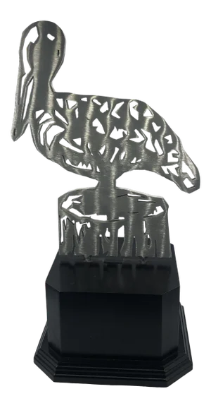 Modern Metal Cut Pelican Statue
