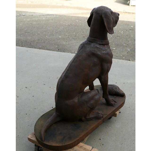 Metal Cast Iron Statue of Hunting Dog Retrieving a Pheasant, 1960s For Sale - Image 7 of 9