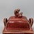 Metal Chinese Red Glazed Gilt Bronze-Form Quadripod Censer With Beast Finial, Marked "Ming Xuande" (Fang Ding) For Sale - Image 7 of 9