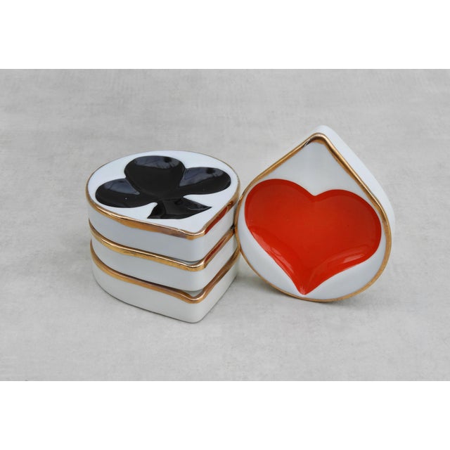 1960s Vintage Porcelain Playing Card Themed Ashrays, 1960s, Set of 4 For Sale - Image 5 of 9