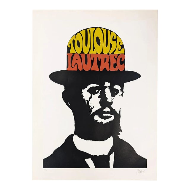 Peter Max Toulouse Lautrec, Large Hand Signed Serigraph, 1974 For Sale