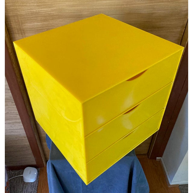 Mid-Century Modern 1970s Palaset-Style Scandinavian 15" Cube W. 3 Drawers For Sale - Image 3 of 12