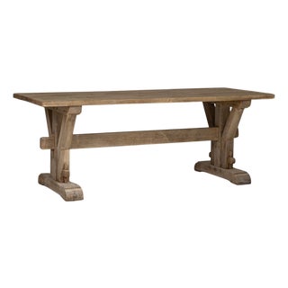 1970s French Oak Trestle Dining Table For Sale