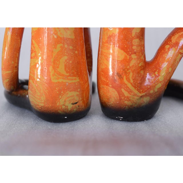 Mid Century Style Abstract Sitting Man & Woman Ceramic Sculptures - A Pair For Sale - Image 17 of 18